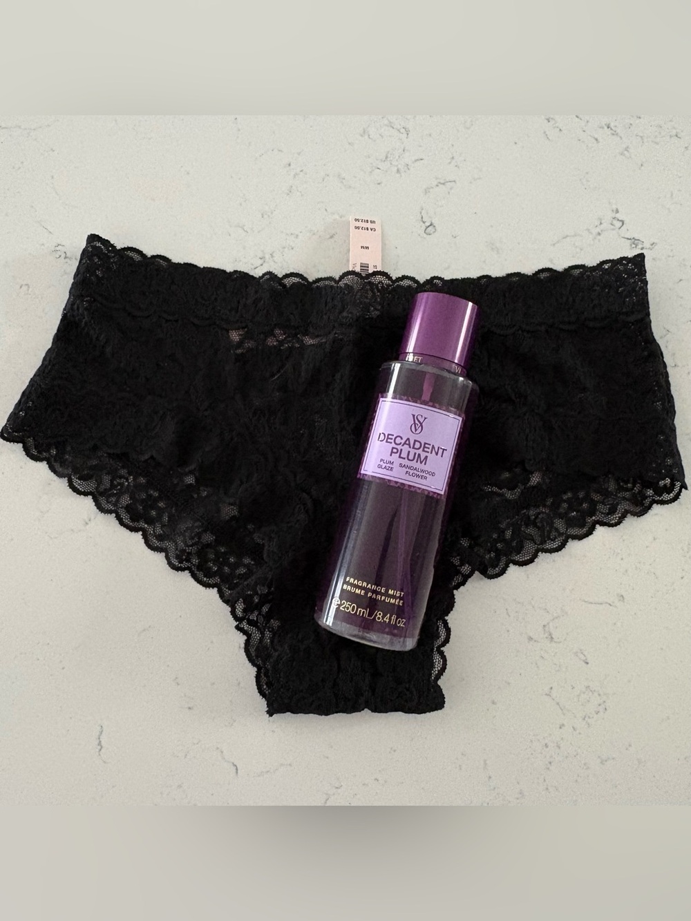 NEW Victoria’s Secret The Lacie Black Cheeky Panty & Decadent Plum Full Size
